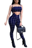 White venetian Fashion adult Europe and America Ma'am Plaid Two Piece Suits pencil Sleeveless Two Pieces