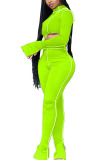 Green Polyester Sexy Active OL Solid pencil Sleeveless Two Pieces