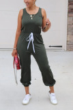 Red Sexy Solid Polyester Sleeveless O Neck Jumpsuits