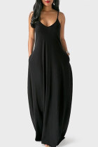 Black Milk. Fashion Sexy Casual Spaghetti Strap Sleeveless Slip Princess Dress Floor-Length Solid Dresses
