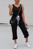 Black Green Sexy Solid Polyester Sleeveless O Neck Jumpsuits