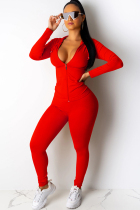Red Sexy Solid Patchwork Straight Long Sleeve