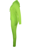 Fluorescent green Sexy Solid Patchwork Straight Long Sleeve