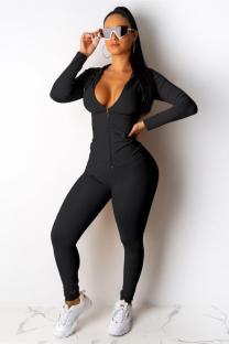 Black Sexy Solid Patchwork Straight Long Sleeve
