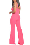 Pink Fashion Sexy adult Ma'am Solid Two Piece Suits Loose Sleeveless Two Pieces