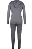 Grey Sexy Solid Patchwork Straight Long Sleeve