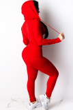 rose red Sexy Solid Patchwork Straight Long Sleeve