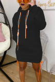 Orange Cotton Fashion adult Ma'am Street Cap Sleeve Long Sleeves Hooded Step Skirt skirt Solid Dresses