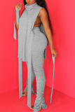 Grey Sexy HOLLOWED OUT pencil Sleeveless Two Pieces