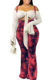 Red Street Polyester Print Plus Size 