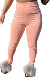 Pink Fashion Casual Adult Solid Skinny Bottoms