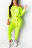 Green Casual Twilled Satin Solid Frenulum With Belt Boat Neck Straight Jumpsuits