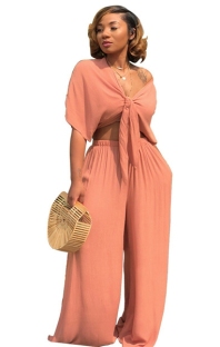 As Show Plain High Waist Elastic Waist bandage Two-piece suit