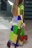 Multi-color Casual Elegant Twilled Satin Plaid Print Cardigan Bateau Neck Outerwear