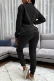 Grey Fashion Casual Adult Solid Split Joint O Neck Long Sleeve Regular Sleeve Regular Two Pieces