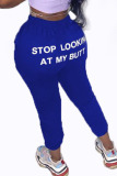 Blue Fashion Casual Adult Letter Letter Straight Bottoms