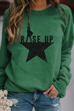 Blue Casual Street Letter Print The stars Pullovers Basic O Neck Tops