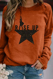 Red Casual Street Letter Print The stars Pullovers Basic O Neck Tops
