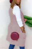 Pink Fashion British Style Adult Solid Cardigan Turndown Collar Tops