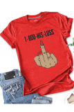 Red Fashion Casual Adult Print Letter O Neck Tops