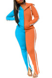 Orange Fashion Street Adult Patchwork Solid Split Joint Slit Hooded Collar Long Sleeve Regular Sleeve Regular Two Pieces