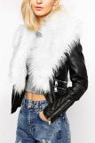 Yellow Fashion Street Adult Artificial Furs Solid Split Joint V Neck Outerwear