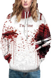 Red Fashion Street Adult Print Split Joint Pullovers Hooded Collar Outerwear