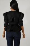 Black cardigan Short Sleeve Solid