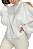 White Adult Polyester Solid Split Joint O Neck Outerwear