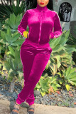 Wine Red Fashion Sexy Adult Solid Split Joint Mandarin Collar Long Sleeve Regular Sleeve Regular Two Pieces