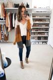 Yellow cardigan Patchwork Striped Striped Long Sleeve cloak