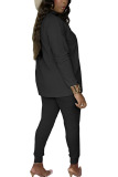 Brown Fashion Casual Adult Solid Patchwork O Neck Long Sleeve Regular Sleeve Regular Two Pieces