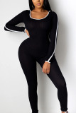 Black Sexy Adult Solid Split Joint Hooded Collar Regular Jumpsuits