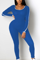 Blue Sexy Adult Solid Split Joint Hooded Collar Regular Jumpsuits