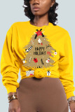 Yellow Christmas Day Casual Sportswear Print Costumes