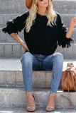 Black Fashion Casual Tassel Long Sleeve Sweater