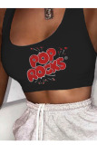 rose red Fashion Sportswear Adult Print Vests U Neck Tops