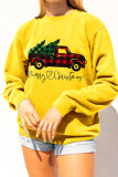 Yellow Daily Print Pullovers O Neck Tops
