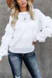 White Fashion Casual Tassel Long Sleeve Sweater