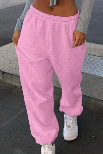 Pink Casual Regular Bottoms
