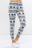 White Casual Print Skinny Bottoms