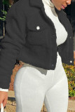 White Fashion Casual Solid Cardigan Turndown Collar Outerwear