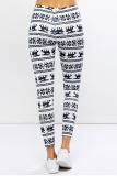 White Casual Print Skinny Bottoms