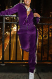 purple Casual Solid Patchwork Turndown Collar Long Sleeve Two Pieces
