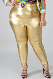 Gold Fashion Casual Solid Pants Plus Size Trousers