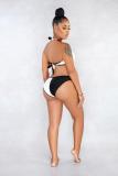 Black and white  crop top Solid bandage Patchwork backless Fashion adult Sexy One-Piece Swimwear