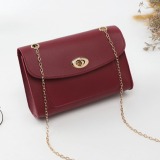Wine Red Fashion Casual Solid Chain Strap Crossbody Bag
