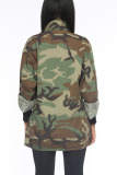 Camouflage Sweet Camouflage Print Turndown Collar Outerwear