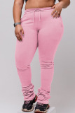 Pink Casual Solid Fold Plus Size 