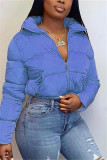 Baby Blue Fashion Casual Turndown Collar Long Sleeve Regular Sleeve Solid Coats